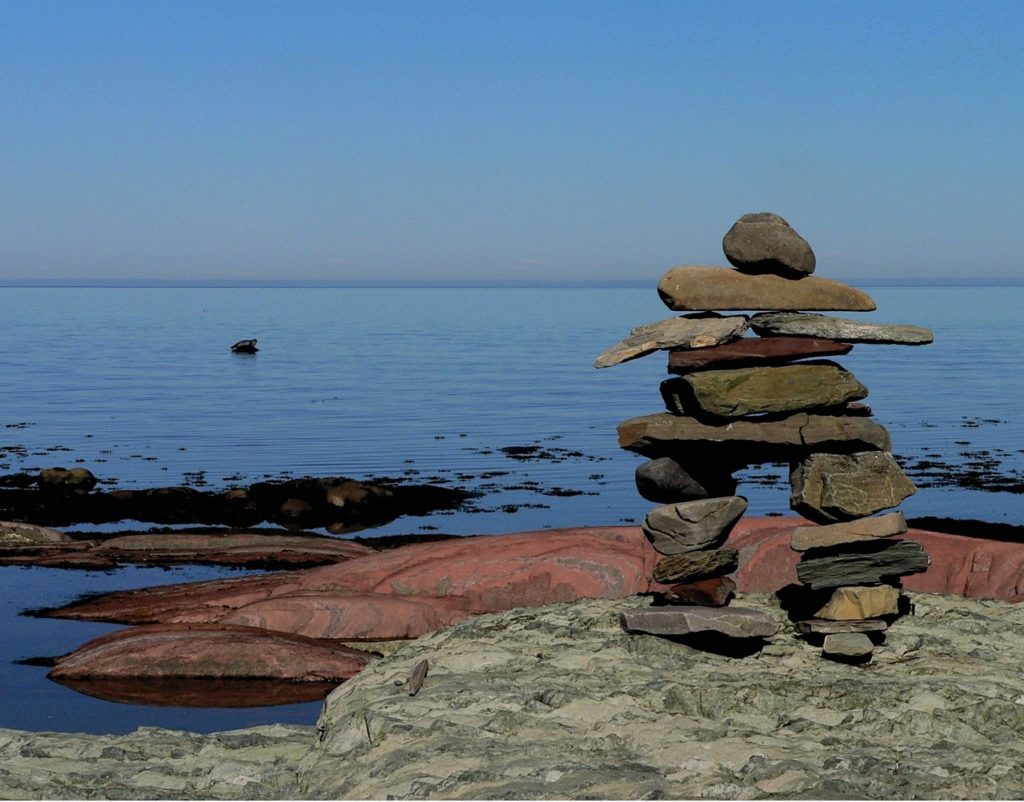 inukshuk, stones, roche