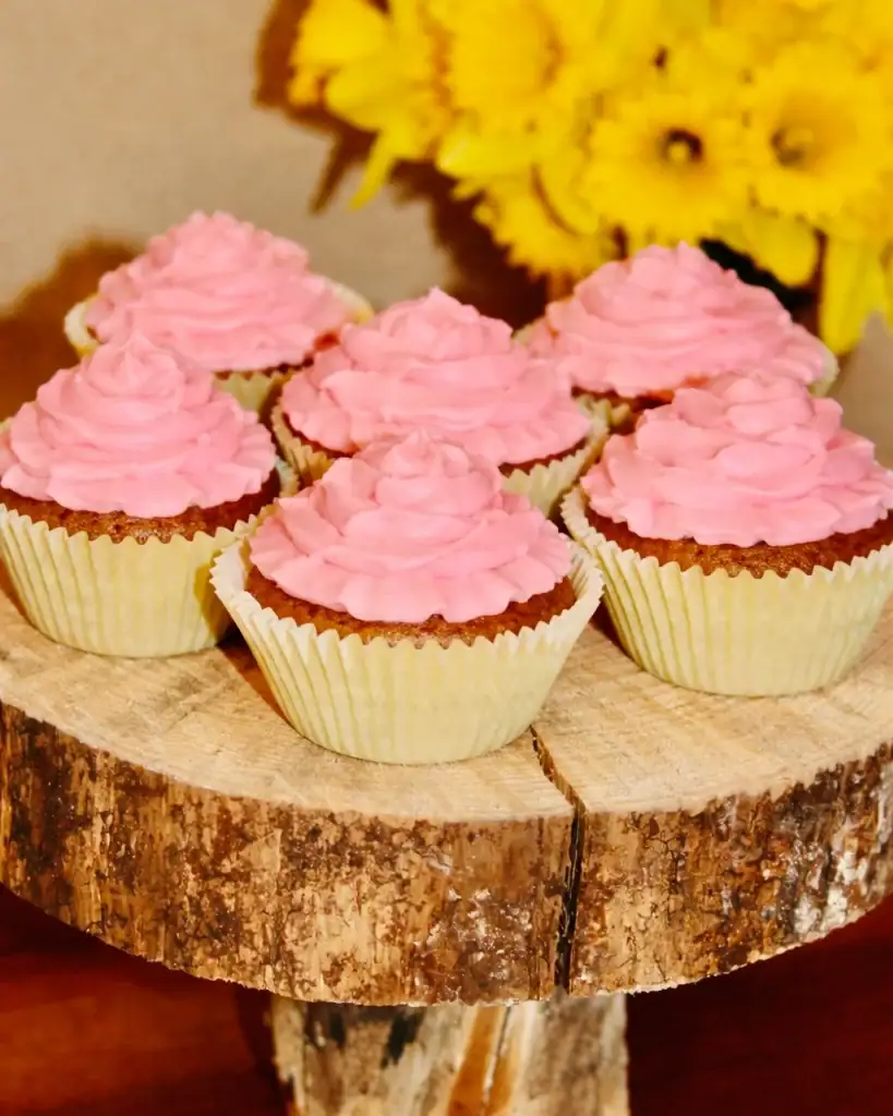 Rose Petal Carrot Cake Cupcakes