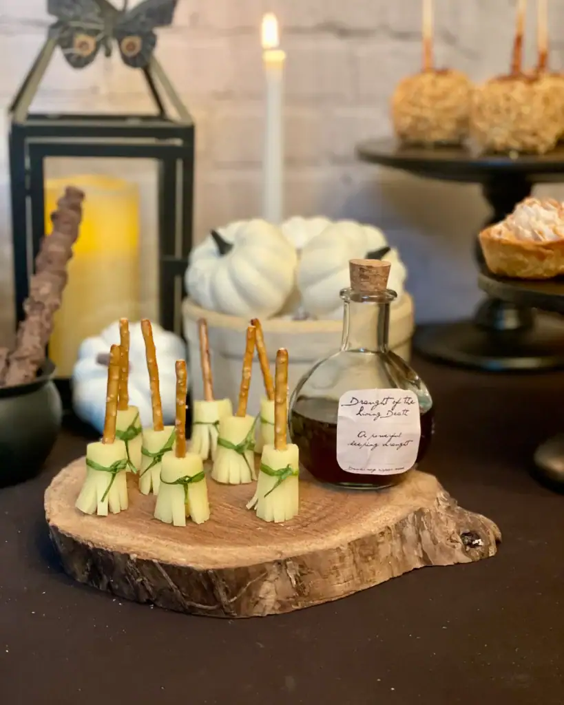 Mini Cheese & Pretzel Broom Appetizers